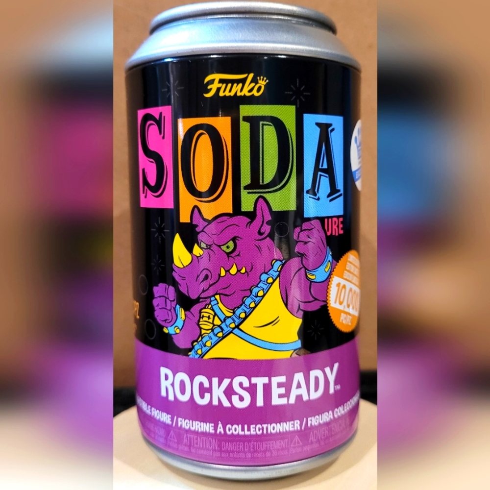 *Rare* Funko Soda can Rocksteady BLACKLIGHT Teenage Mutant Ninja Turtles
